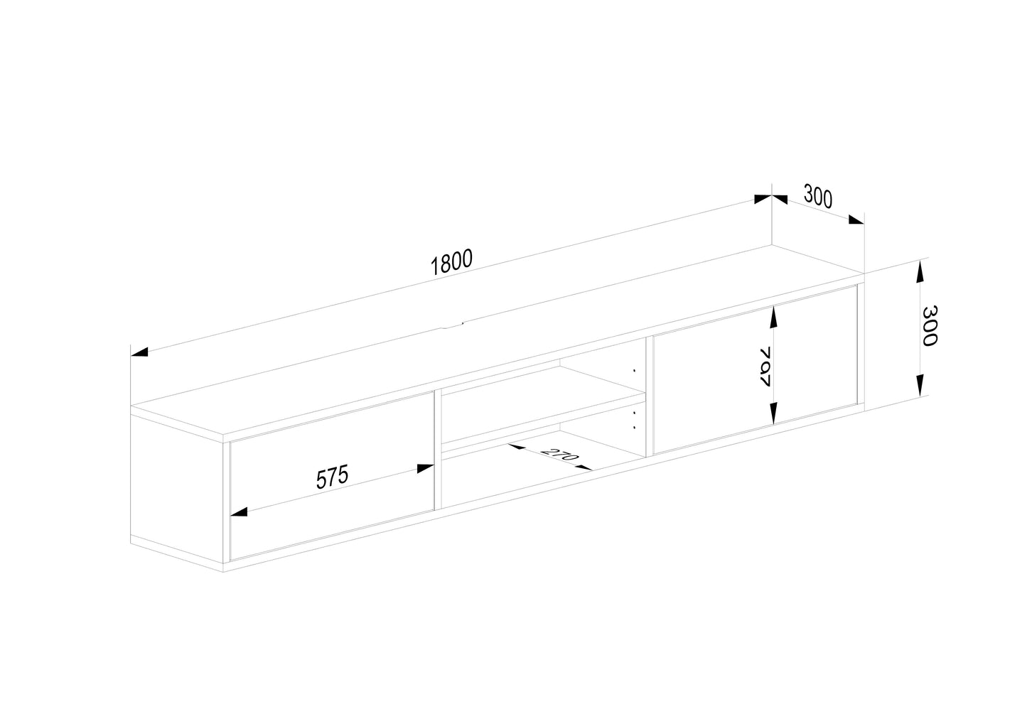 Lowboard in rustic oak with black/white oil finish, 180cm with wall mounting features stylish design by Wildwuchs-Möbel.