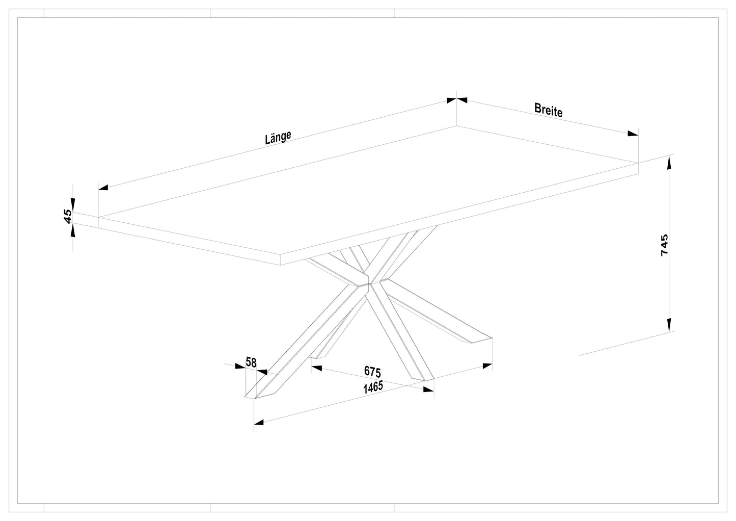 Esstisch Eiche Premium Natur gewachst - mit Fuß "Spidergestell"