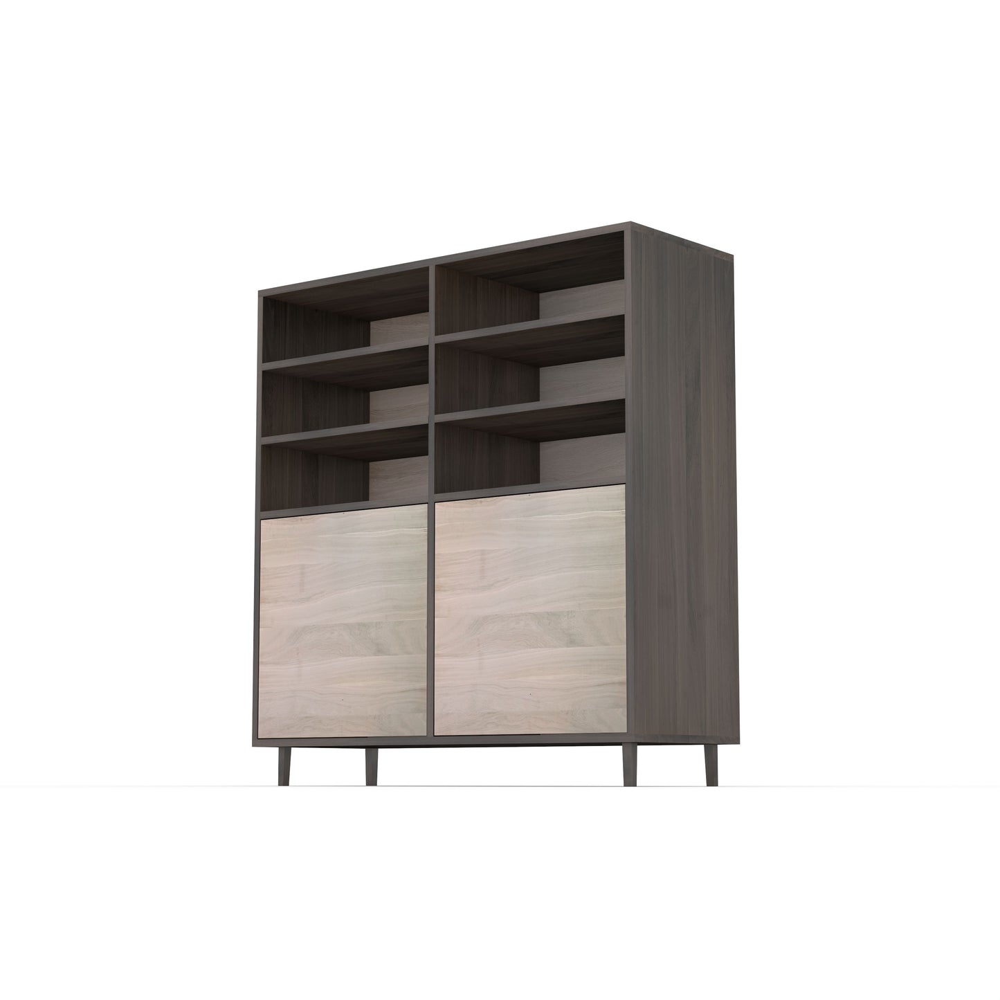 Highboard Eiche Premium in black and white, 120cm, showcasing a sleek design with elegant wood grain and finish.