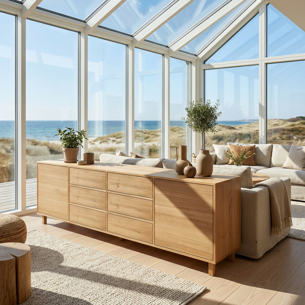 Eichen-Sideboard von Wildwuchs-Möbel, naturgeölt, 240 cm lang, modernes Design, hochwertiges Holz, elegantes Stauraummöbel