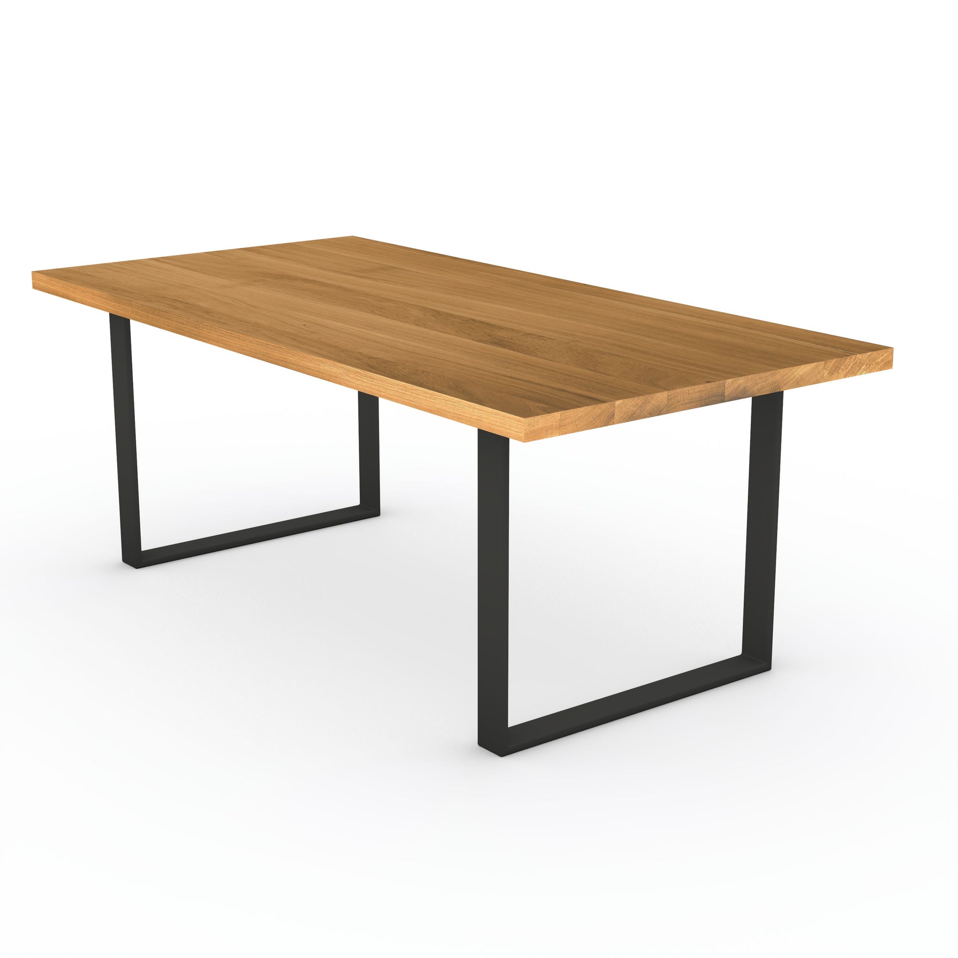 Esstisch aus gewachster Eiche in Naturfarbe mit U-förmigem Fuß von Wildwuchs-Möbel.