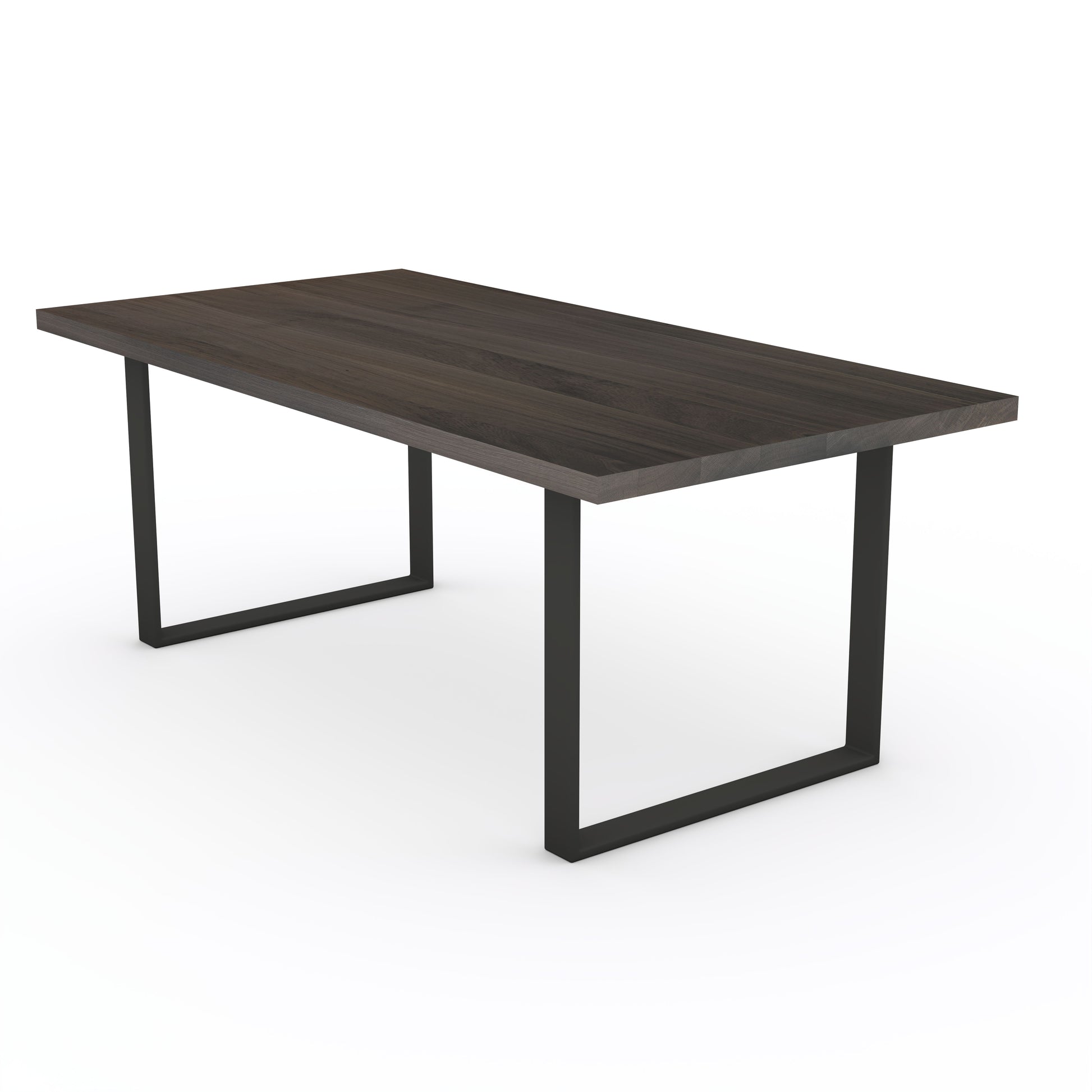 Schwarzer Esstisch aus gewachster Eiche mit U-förmigem Fuß von Wildwuchs-Möbel, elegant und modern gestaltet.