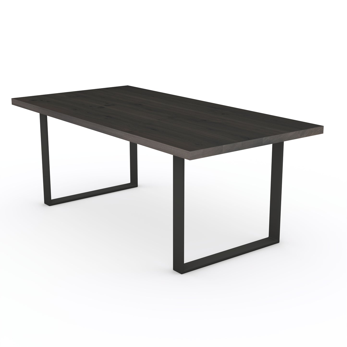 Rustikaler Esstisch aus Eiche, schwarz geölt mit U-förmigem Fuß, von Wildwuchs-Möbel, klar gestaltetes Holzdesign