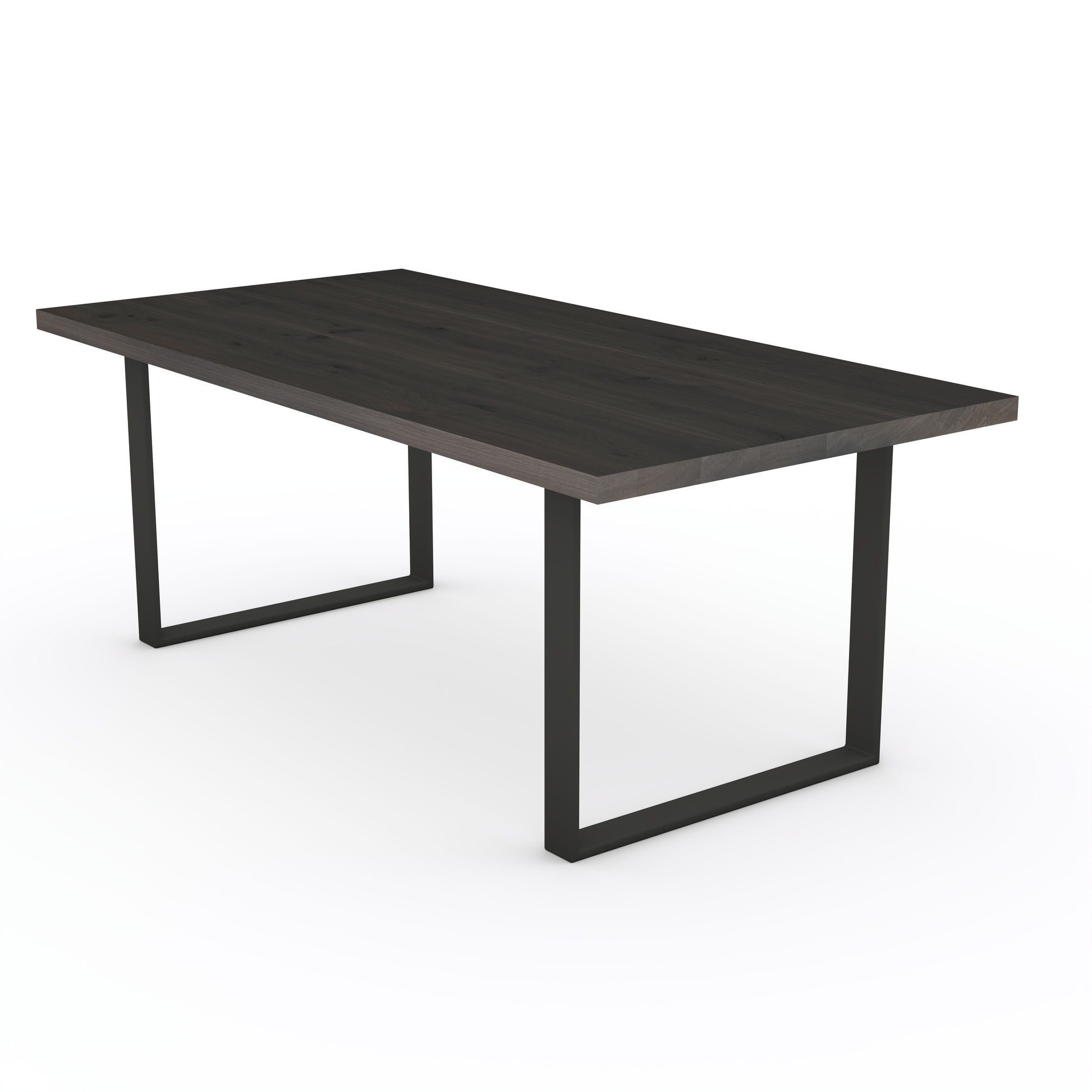 Rustikaler Esstisch aus Eiche, schwarz geölt mit U-förmigem Fuß, von Wildwuchs-Möbel, klar gestaltetes Holzdesign
