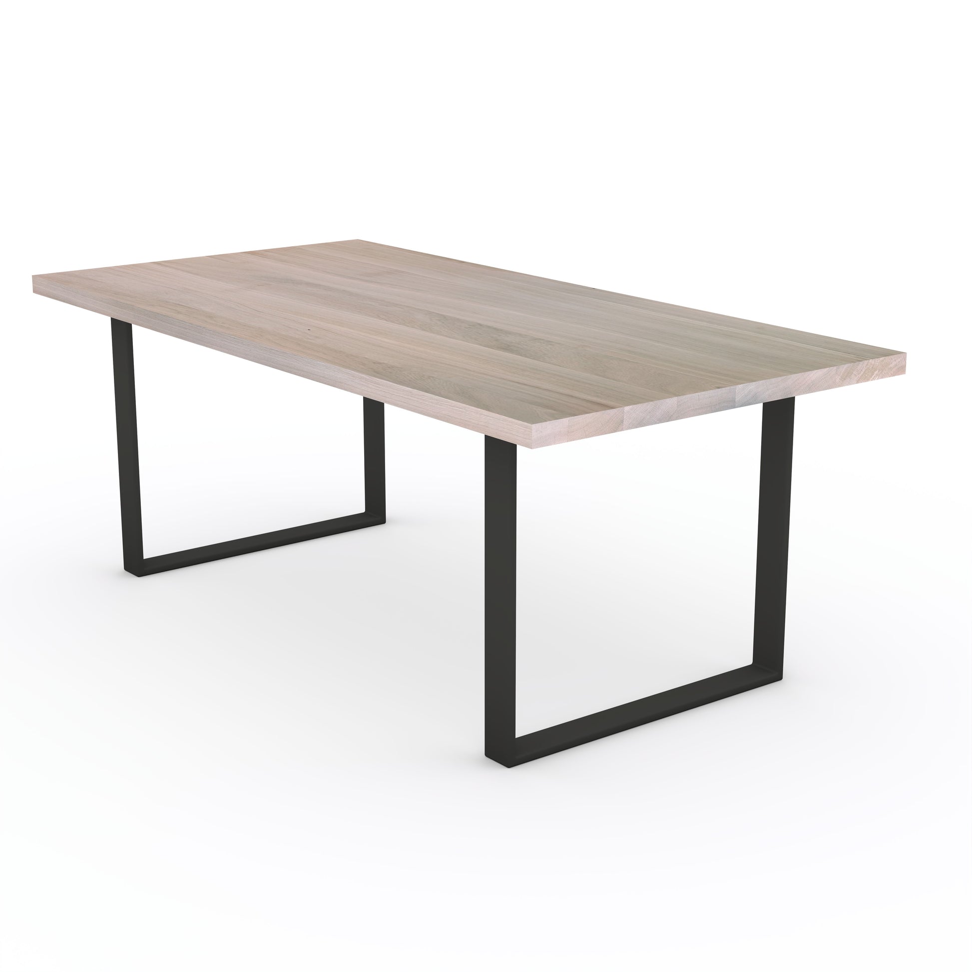 Esstisch aus gewachster Eiche in Weiß mit U-förmigem Fuß von Wildwuchs-Möbel, modern und elegant im Design.