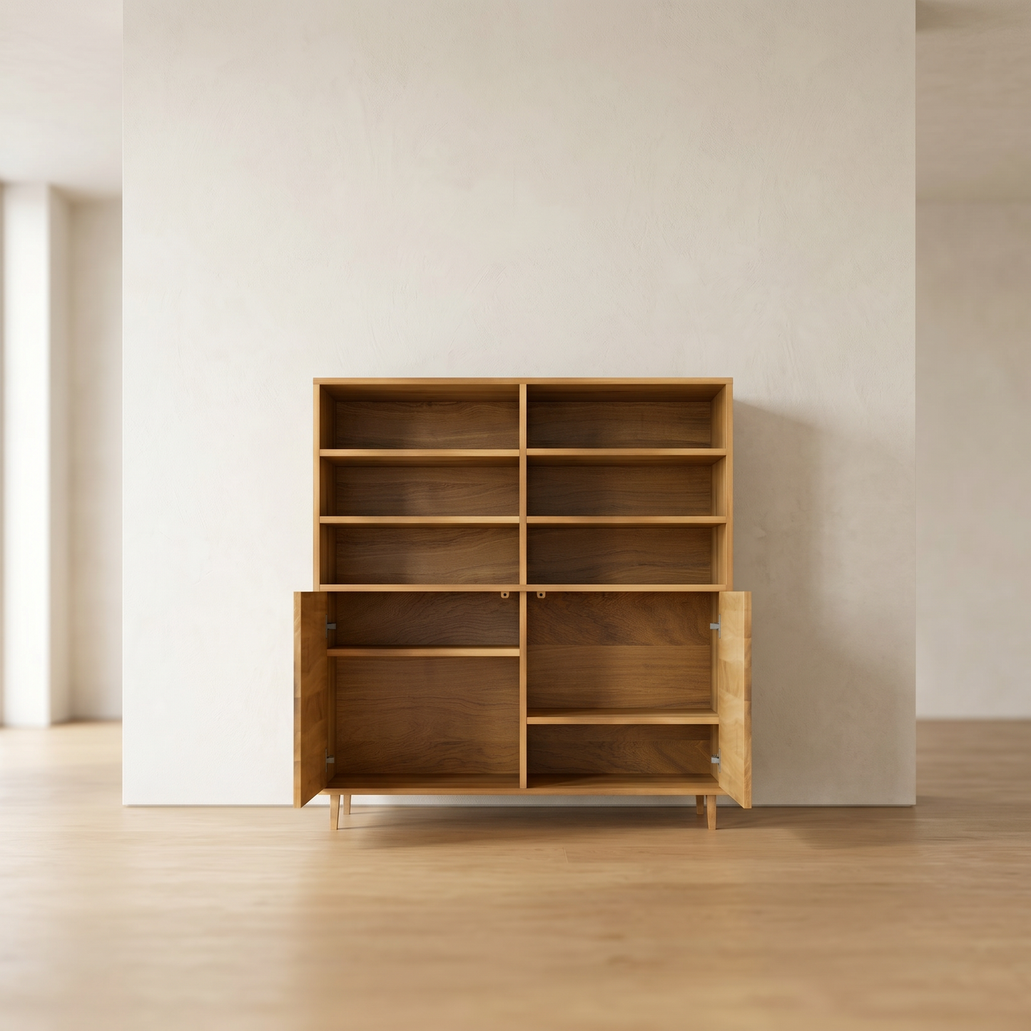 Hochschrank aus Eiche, schmal, natur geölt, von Wildwuchs-Möbel, mit schlichter Fuge, 120cm breit, moderne Holzkommode