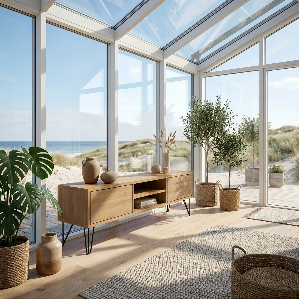 Lowboard Eiche Premium - Natur gewachst 150cm mit Stangenfuß