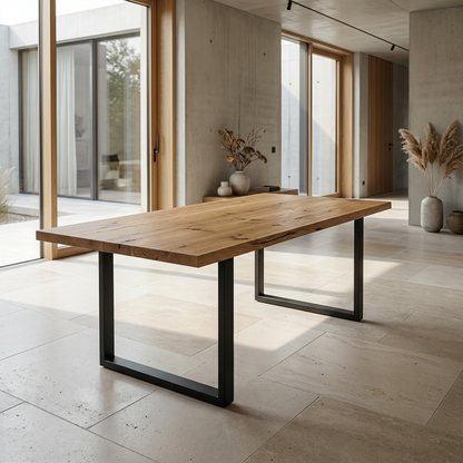 Esstisch Eiche Rustikal Natur gewachst- mit Fuß "U-Form