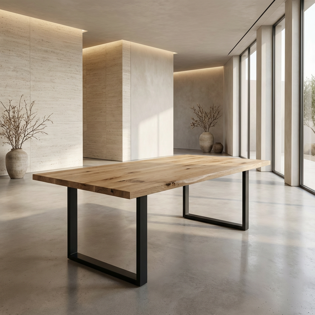 Esstisch Eiche Premium Grau geölt - mit Fuß "U-Form"