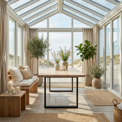 Esstisch aus gewachster Eiche in Grau mit U-förmigem Fuß von Wildwuchs-Möbel, elegant und modern.