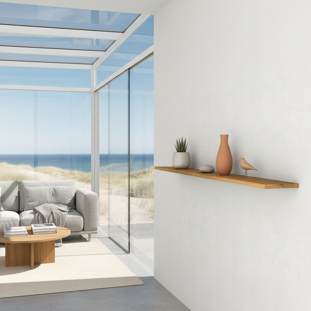 Schwebendes Regal aus massiver Eiche Premium Natur geölt - 3,5 cm Dick - individuell Konfigurierbar