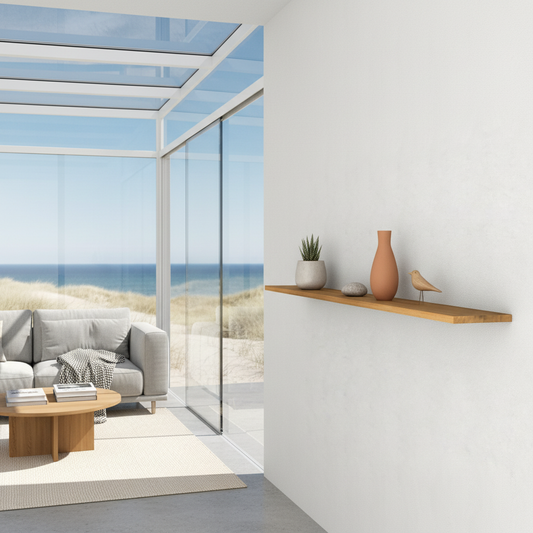 Schwebendes Regal aus massiver Eiche Premium Natur geölt - 3,5 cm Dick - individuell Konfigurierbar