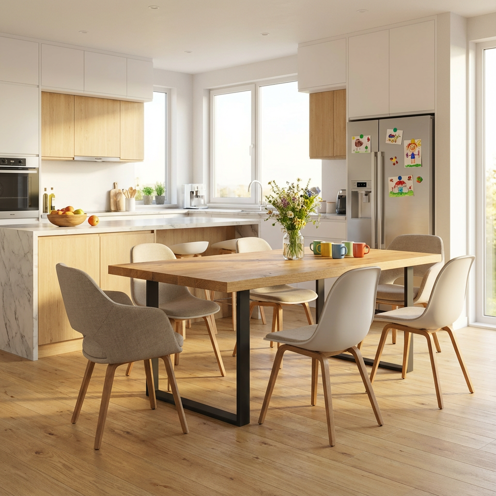 Esstisch Eiche Rustikal Natur gewachst- mit Fuß "U-Form