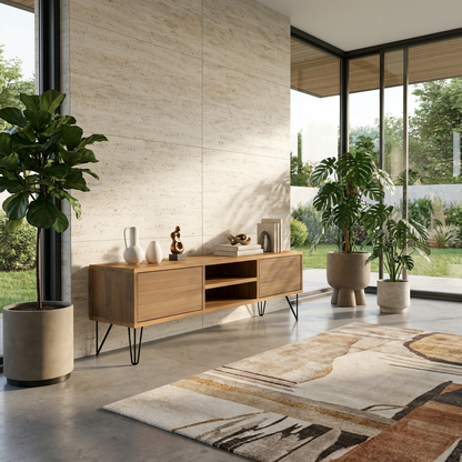 Lowboard Eiche Premium - Natur gewachst 150cm mit Stangenfuß