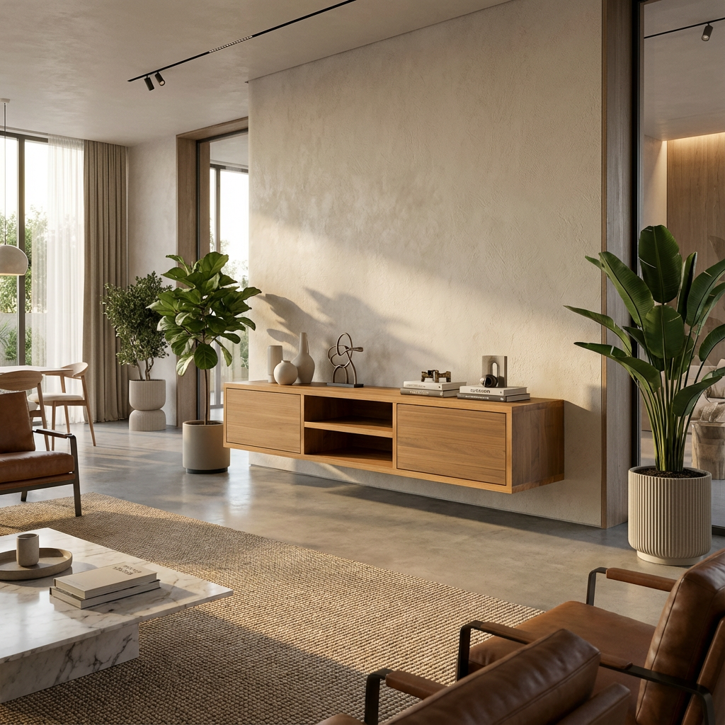 Lowboard Eiche Premium - Natur gewachst 150cm mit Wandaufhängung