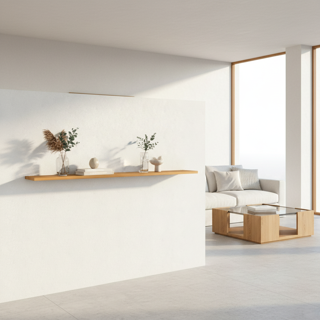 Schwebendes Regal aus massiver Eiche Premium Natur geölt - 3,5 cm Dick - individuell Konfigurierbar