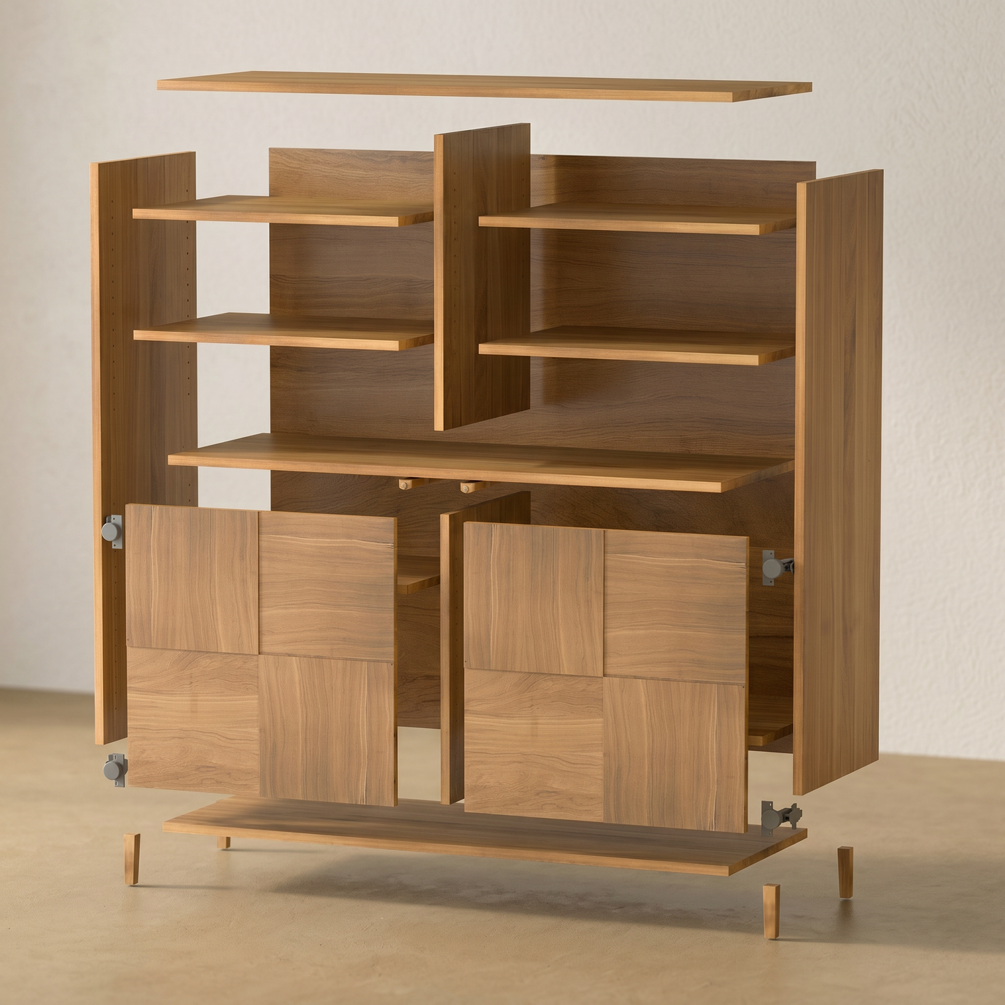 Rustikales Eiche Highboard von Wildwuchs-Möbel, natur geölt, 120cm breit, mit Mosaik-Design und eleganter Holzoptik.