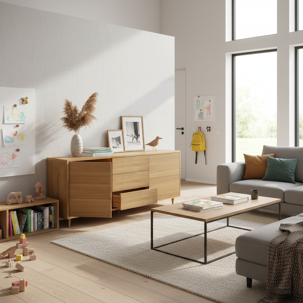 Premium natural oiled oak sideboard "schmale Fuge" by Wildwuchs-Möbel, showcasing a sleek 180cm design.