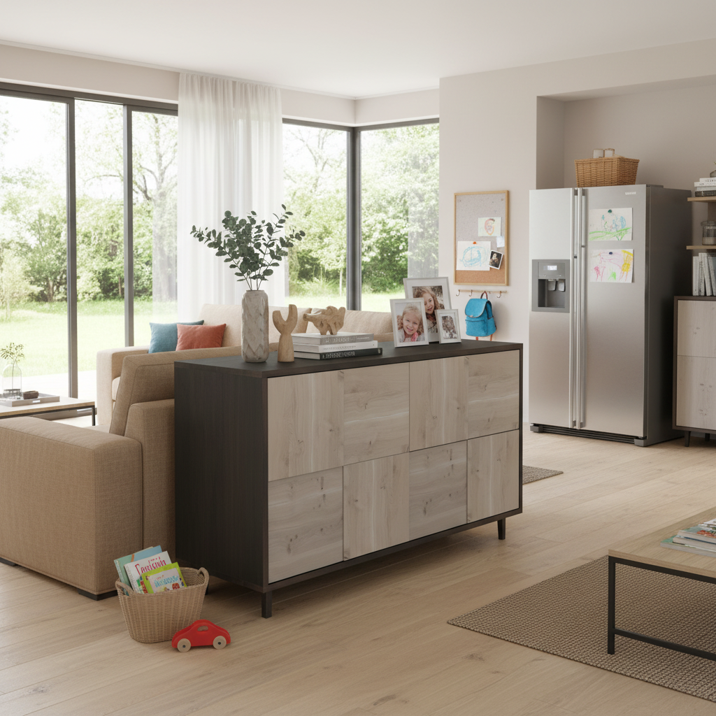 Modernes Sideboard "Mosaik" aus rustikalem Eiche, schwarz/weiß geölt, 120cm breit, von Wildwuchs-Möbel, mit stilvollem Design