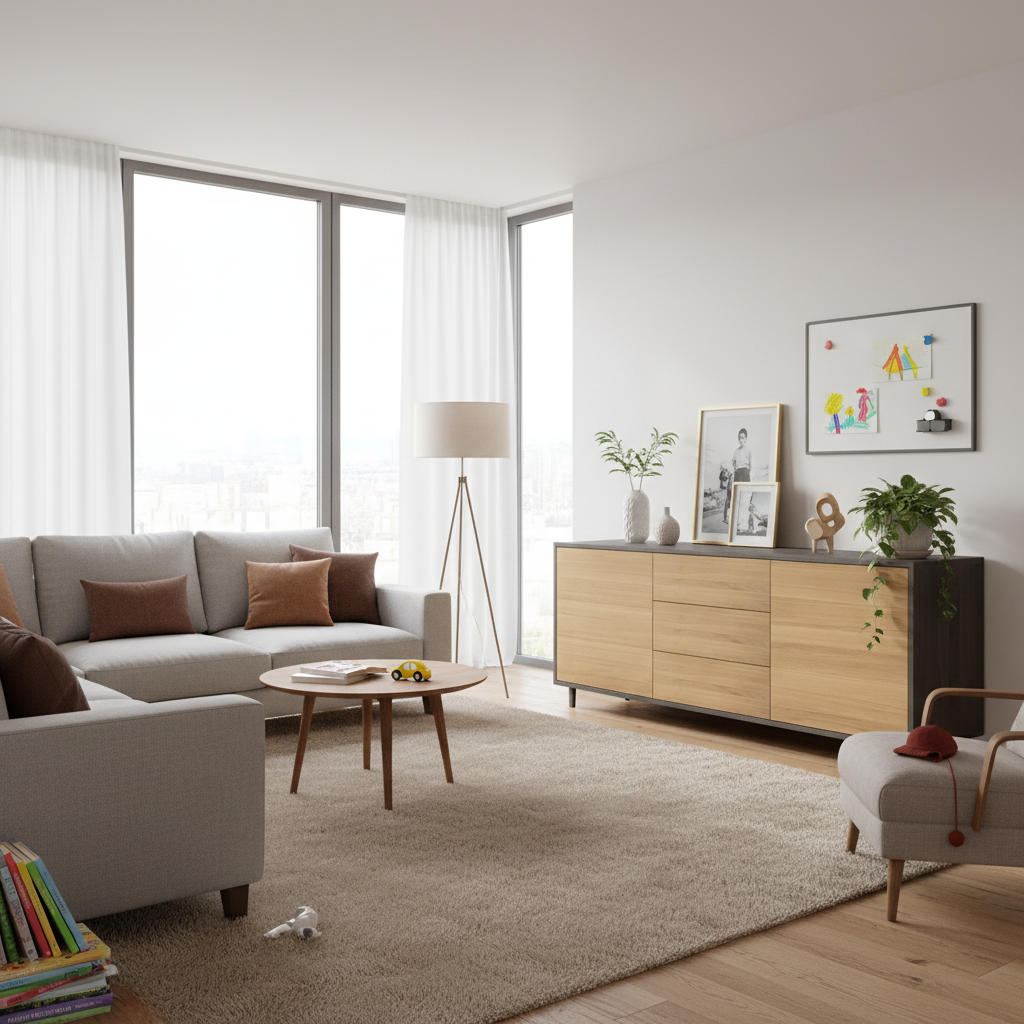 Sideboard "schmale Fuge" by Wildwuchs-Möbel in natural oak and black oil finish, 180cm, showcasing sleek design.