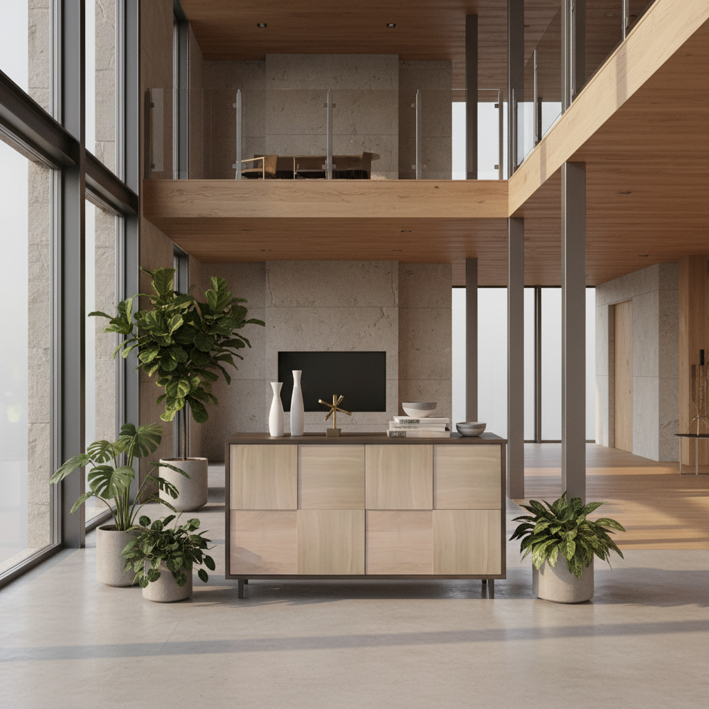 Modernes Sideboard "Mosaik" aus Eiche, schwarz/weiß geölt, 120cm breit, von Wildwuchs-Möbel, zeigt stilvolle Holz- und Farbdetails