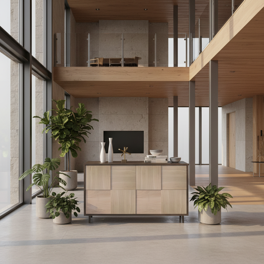 Sideboard "Mosaik" by Wildwuchs-Möbel in black and white oak, 120cm, showcasing modern design and elegant finish.