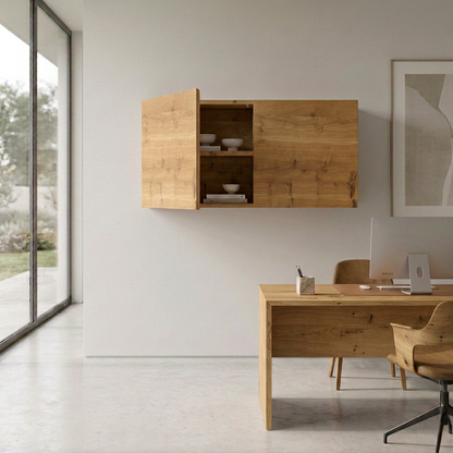 Rustikaler Hängeschrank aus Eiche, 120 cm, natur geölt, mit sichtbaren Astlöchern von Wildwuchs-Möbel
