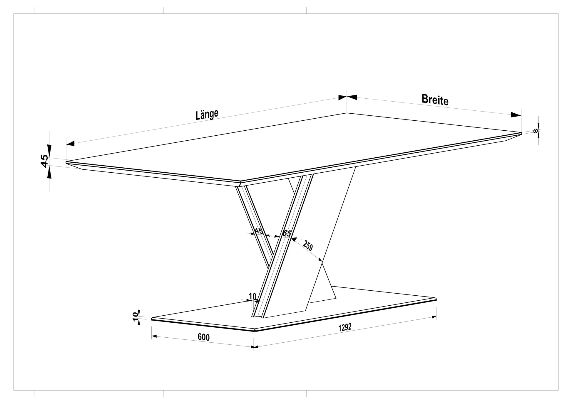 Esstisch aus Eiche, weiß geölt, mit massivem Stahl-Fuß in X-Form, modernes Design, von Wildwuchs-Möbel