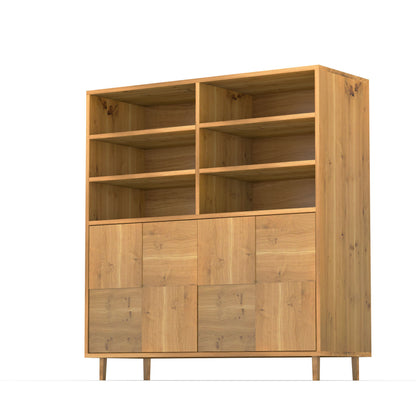 Rustikaler Eichen-Highboard von Wildwuchs-Möbel mit Mosaik-Design, natur geölt, 120 cm breit, stilvoll und funktional.