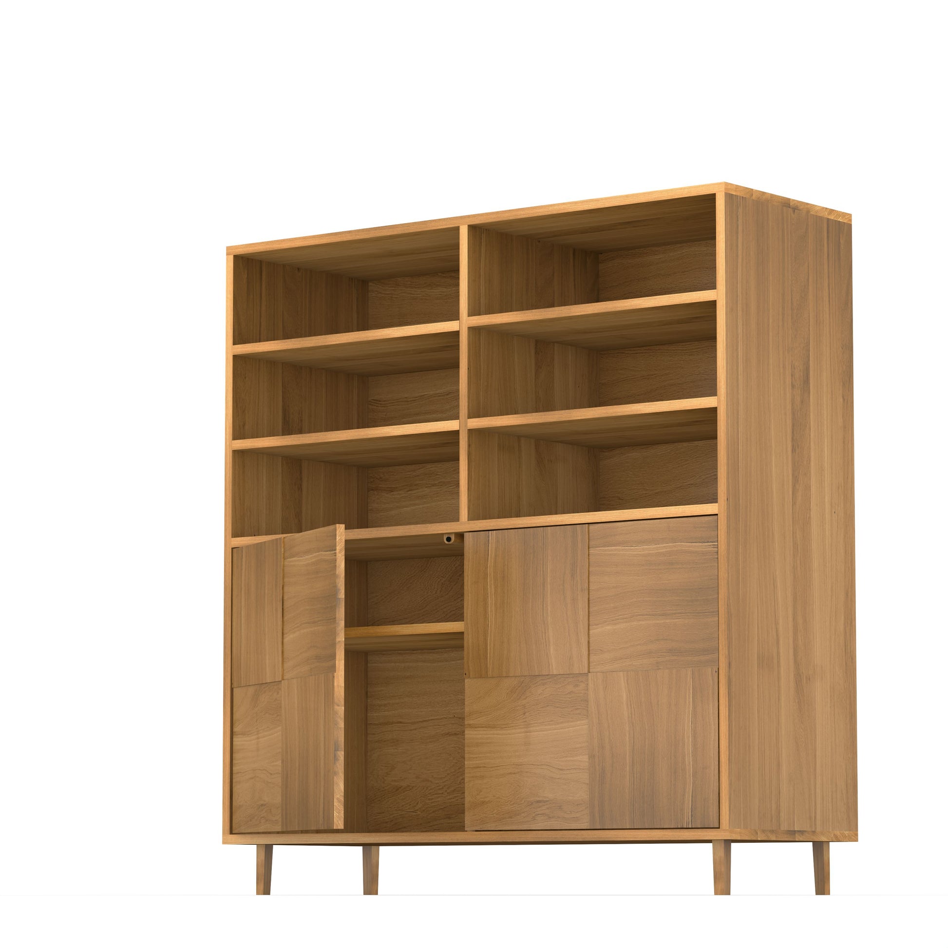 Hochschrank aus Eiche mit Mosaik-Design, natur geölt, 120cm breit, von Wildwuchs-Möbel, modernes Möbelstück für Wohnzimmer