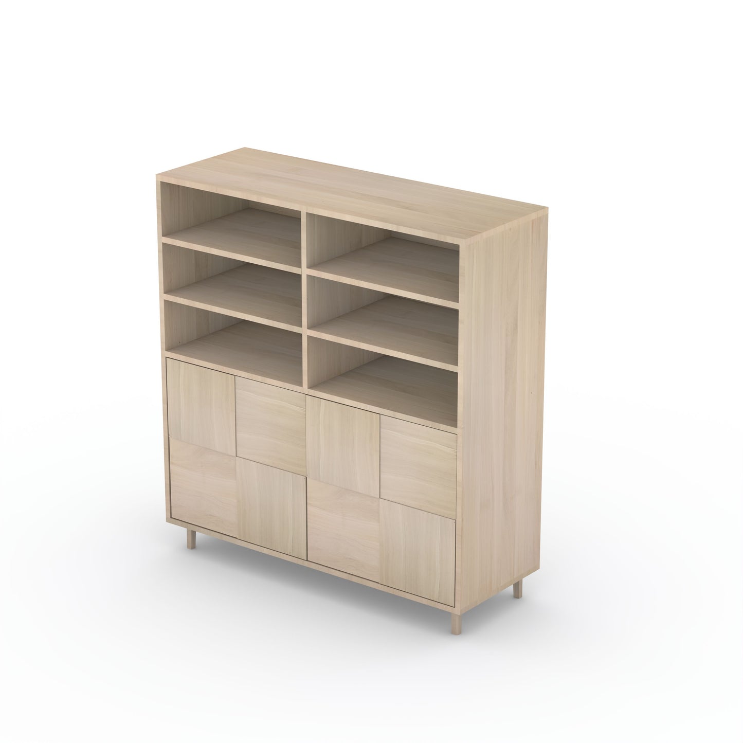 Hochschrank aus Eiche mit Mosaik-Design, naturbelassen und geölt, 120 cm breit, von Wildwuchs-Möbel.