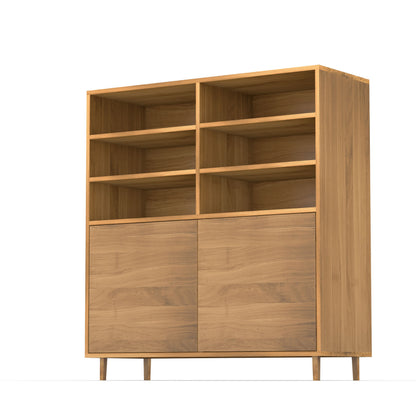 Hochkommode aus Eiche, naturgeölt, schmal mit Fugen, 120cm breit, von Wildwuchs-Möbel, modernes Design, sichtbare Holzstruktur