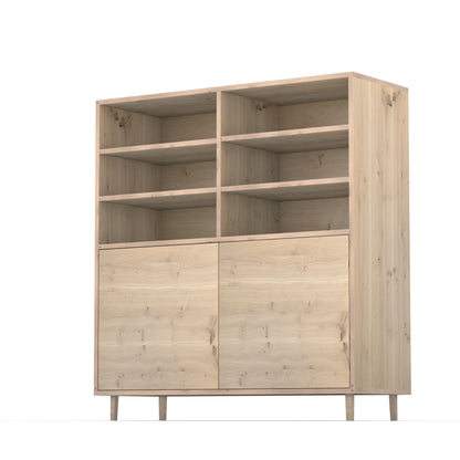 Rustikaler Eiche Highboard von Wildwuchs-Möbel, schmale Fugen, geölte Oberfläche, 120cm breit, elegantes Möbelstück.