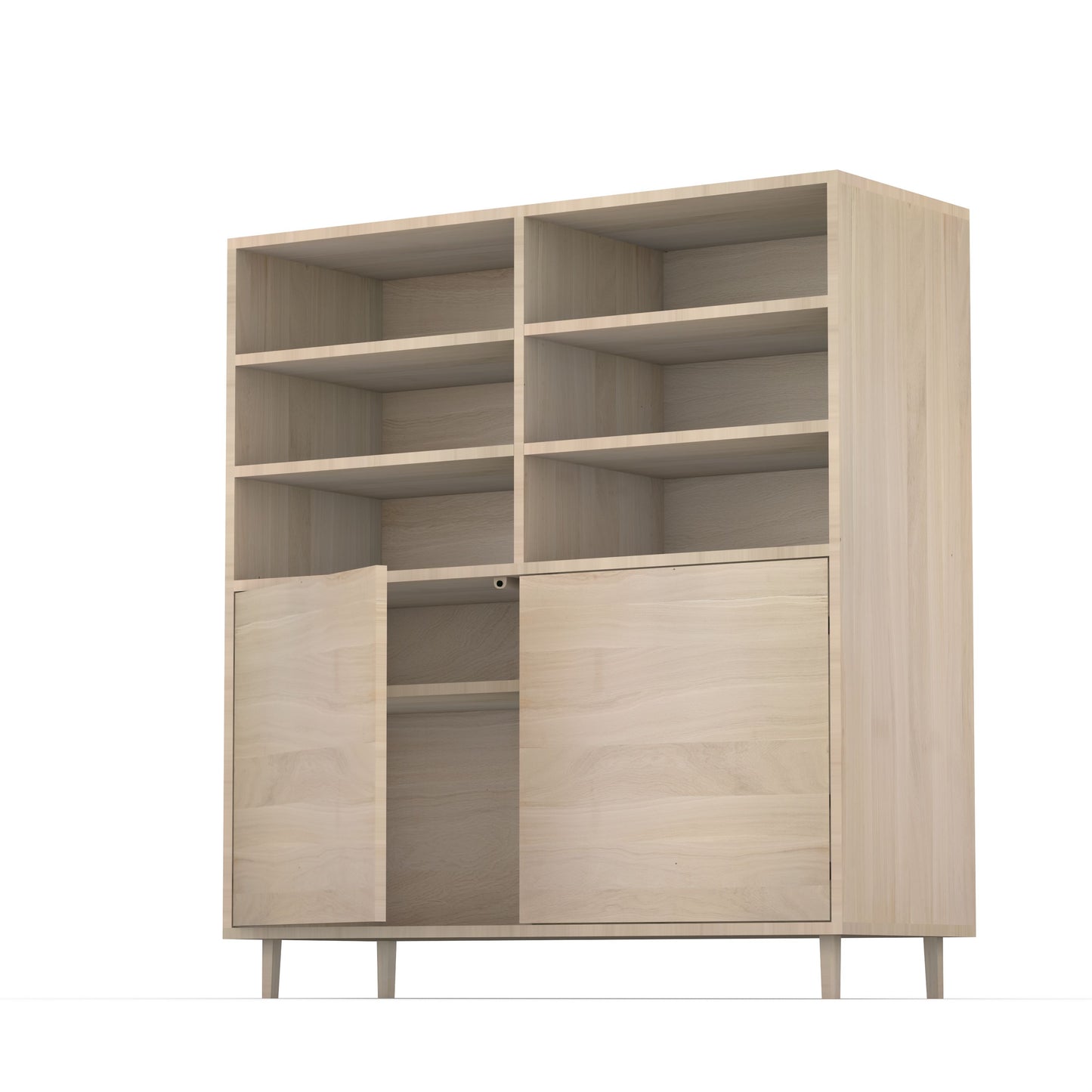 Schmaler Highboard aus Eiche mit unsichtbarer Fuge, geölt, 120cm breit, von Wildwuchs-Möbel, modernes und elegantes Design