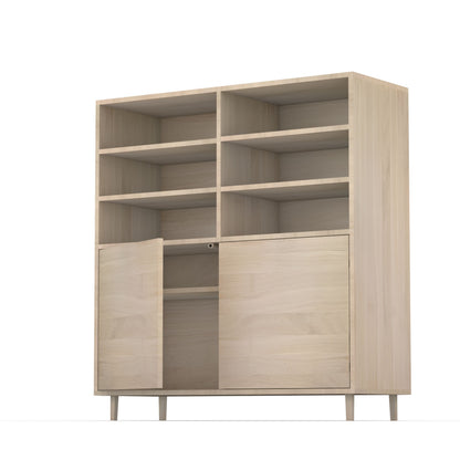 Schmaler Highboard aus Eiche mit unsichtbarer Fuge, geölt, 120cm breit, von Wildwuchs-Möbel, modernes und elegantes Design