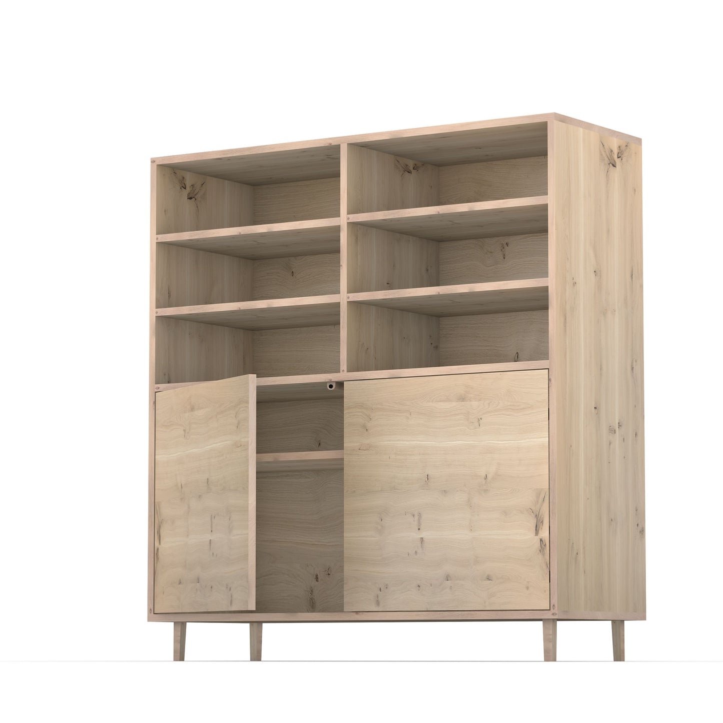 Hochschrank aus rustikaler Eiche mit schmalen Fugen, geölt, 120 cm breit, von Wildwuchs-Möbel, modernes und elegantes Design