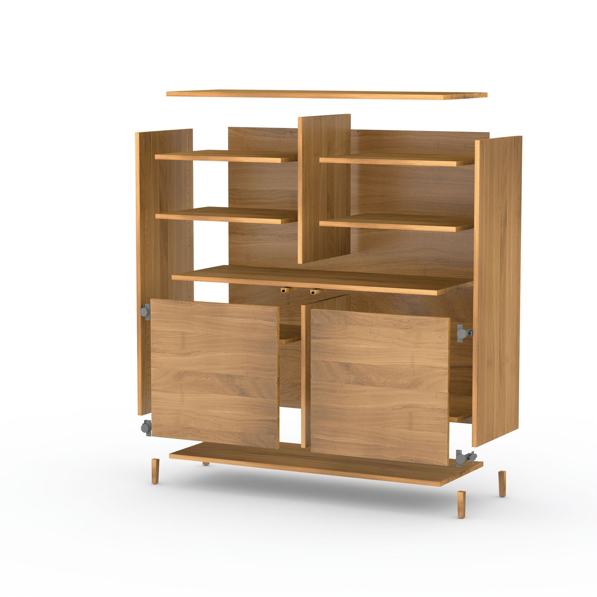 Hochschrank aus Eiche mit schmalen Fugen, naturgeölt, 120cm Breite, Wildwuchs-Möbel, modernes Design, naturbelassene Oberfläche