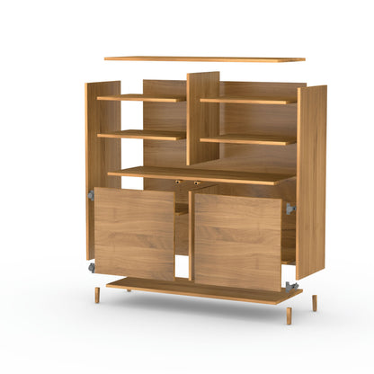 Hochschrank aus Eiche mit schmalen Fugen, naturgeölt, 120cm Breite, Wildwuchs-Möbel, modernes Design, naturbelassene Oberfläche