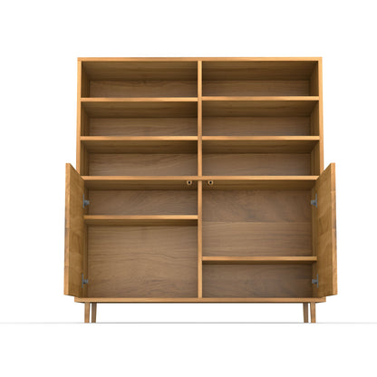 Schmaler Highboard aus Eiche mit Fuge, offen sichtbar, natur geölt, 120 cm breit, von Wildwuchs-Möbel.