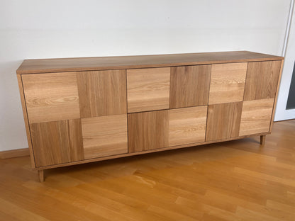 Eichen-Sideboard "Mosaik" von Wildwuchs-Möbel, 180cm, natur geölt, modernes Design mit Mosaik-Details
