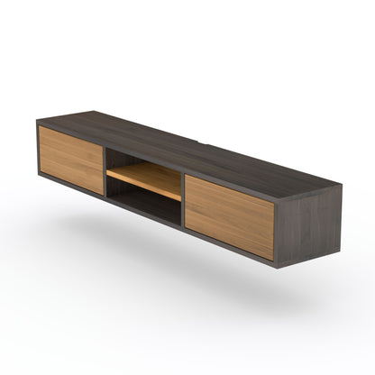 Lowboard Eiche Premium - Natur/Schwarz gewachst 150cm mit Wandaufhängung