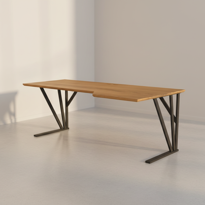 Massivholz Schreibtisch Eiche Premium Natur geölt - Fächergestell