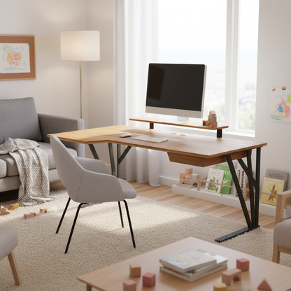 Massivholz Schreibtisch Eiche Premium Natur geölt - Fächergestell