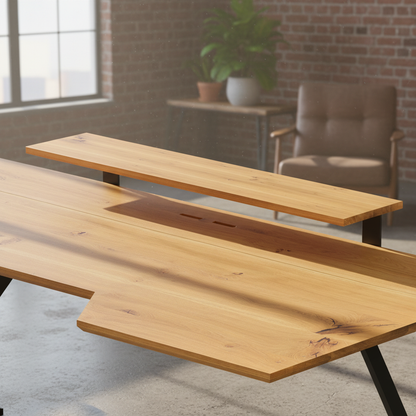 Massivholz Schreibtisch Eiche rustikal Natur geölt - Fächergestell