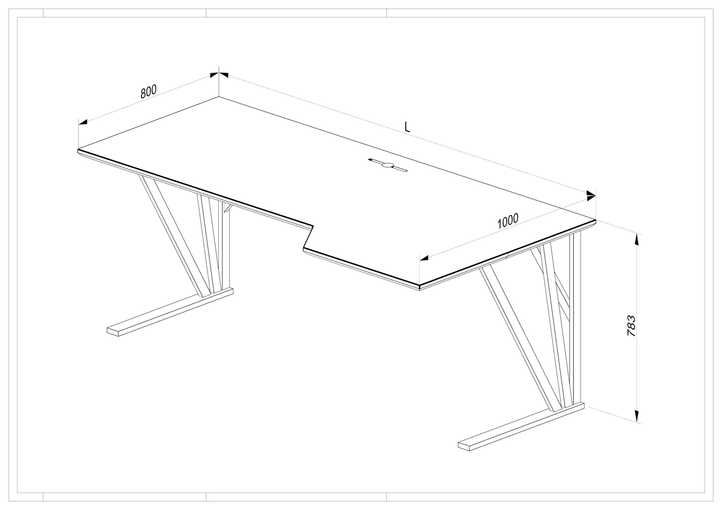 Massivholz Schreibtisch Eiche rustikal Natur geölt - Fächergestell