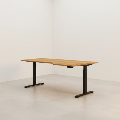 Massivholz Schreibtisch Eiche rustikal Natur geölt - elektrisch höhenverstellbar