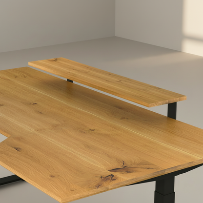 Massivholz Schreibtisch Eiche rustikal Natur geölt - elektrisch höhenverstellbar