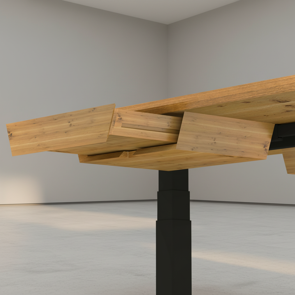 Massivholz Schreibtisch Eiche rustikal Natur geölt - elektrisch höhenverstellbar