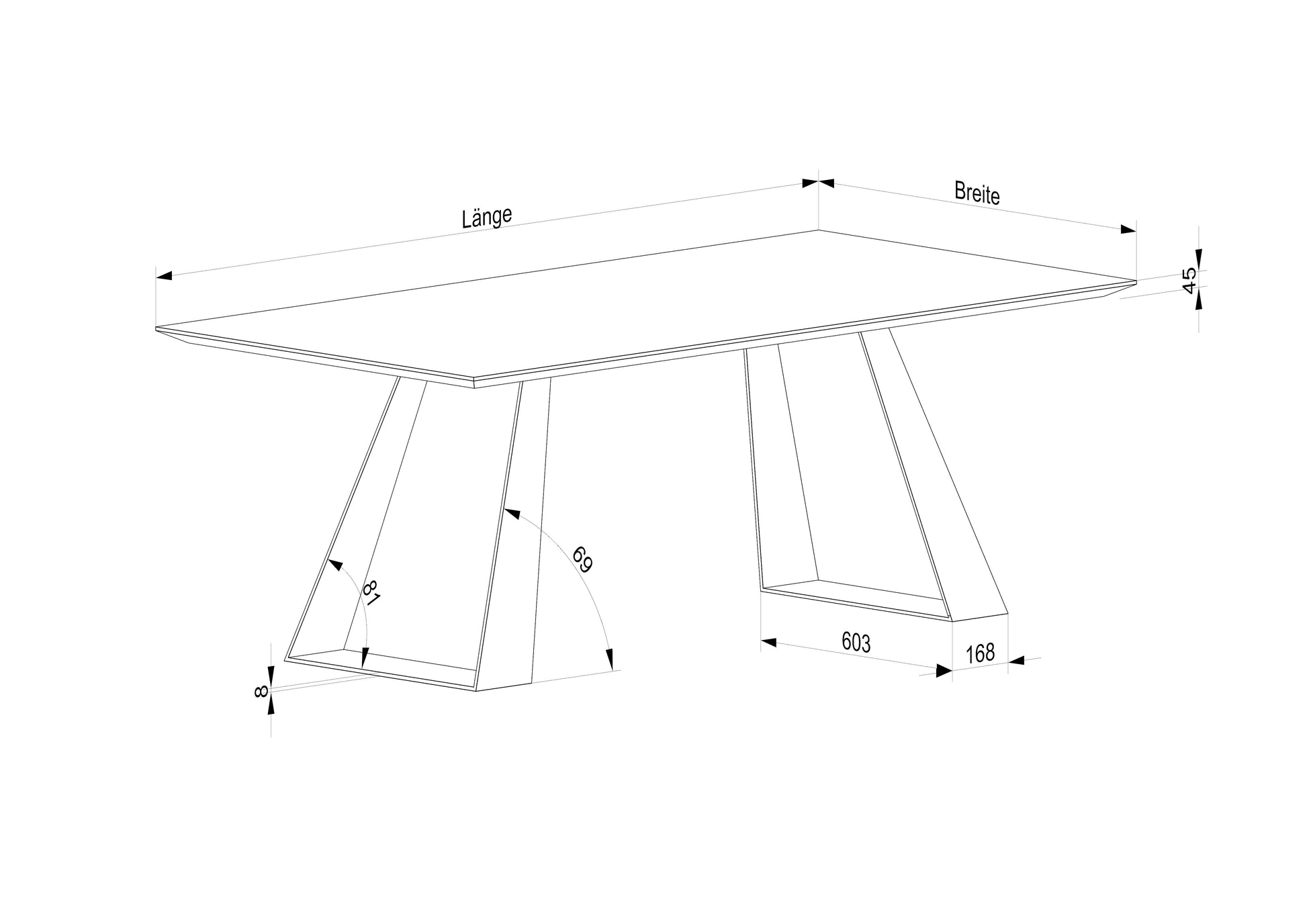 Esstisch aus Eiche mit naturöl, massiver Stahltrapezfuß, langlebiges Design, robust und stilvoll für Esszimmer.