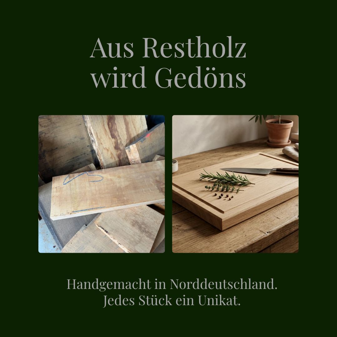 Massives Grillbrett aus Eiche, 55 cm, von Wildwuchs Möbel, rustikale Deko aus Restholz